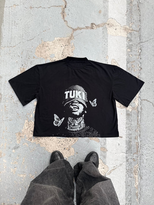 POLERA BLACK BEANIE "BUTTERFLY"
